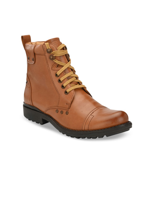 

Delize Men Tan Brown Solid High-Top Flat Boots