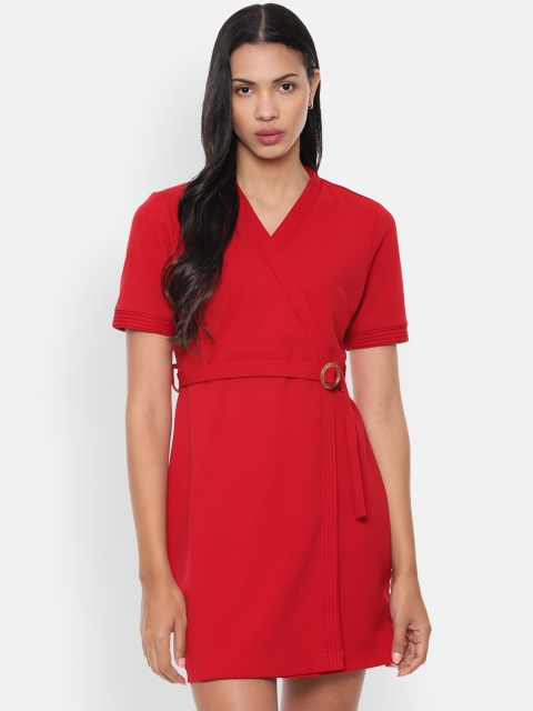 

Van Heusen Woman Women Red Solid Wrap Dress