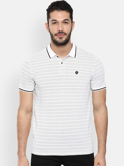 

Van Heusen Sport Men White Striped Polo Collar T-shirt