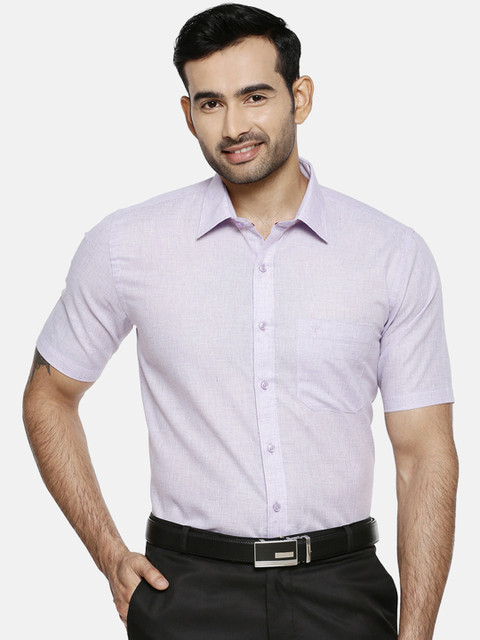 

RAMRAJ COTTON Men Violet Original Regular Fit Solid Formal Shirt