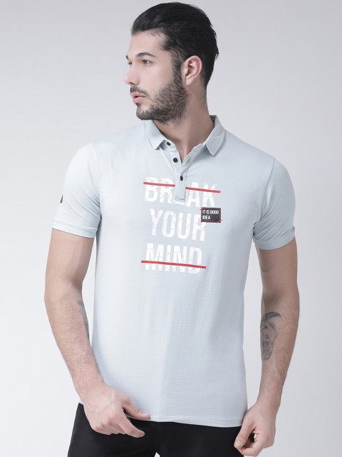 

Rex Straut Jeans Men Blue Slim Fit Printed Polo Collar T-shirt