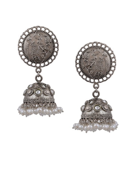 

Silvermerc Designs Silver-Plated Temple Dome Shaped Jhumkas