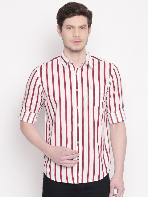 

Mufti Men White & Red Slim Fit Striped Casual Shirt