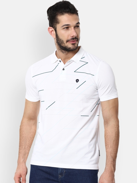 

Van Heusen Sport Men White & Blue Printed Polo Collar T-shirt