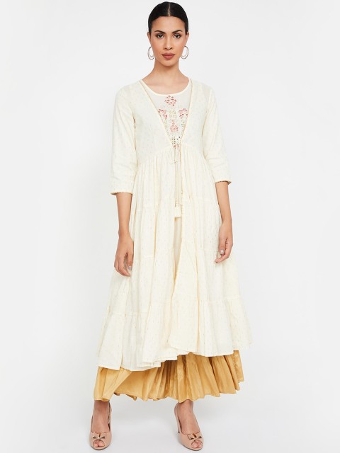 

Melange by Lifestyle Women Off-White Embroidered A-Line Kurta
