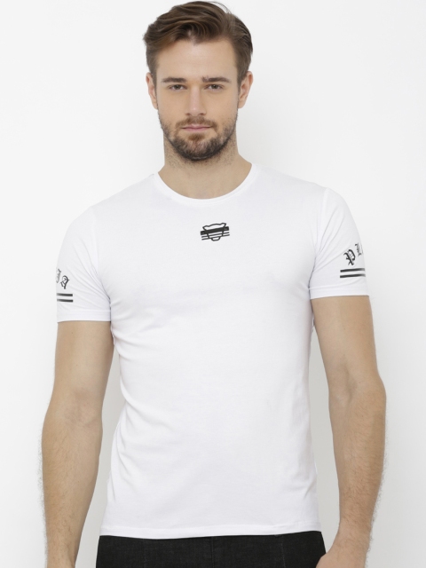 Rex Straut Jeans Men White Printed Round Neck T-shirt