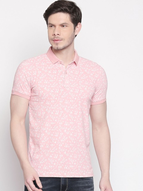 

Mufti Men Pink & White Printed Polo Collar Slim Fit T-shirt