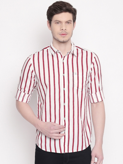 

Mufti Men White & Red Slim Fit Striped Casual Shirt