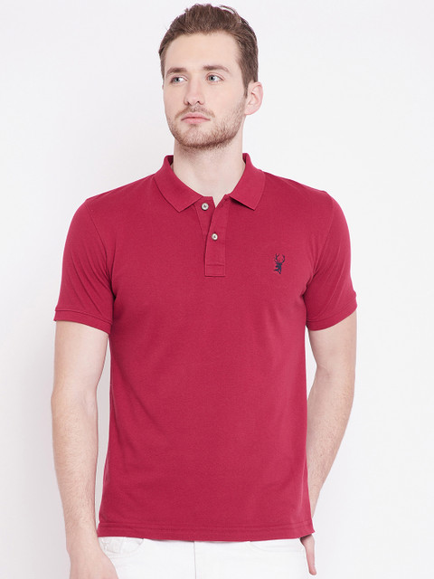 

PORTBLAIR Men Red Solid Polo Collar T-shirt