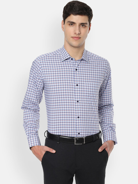 

Van Heusen Men Blue & Red Regular Fit Checked Formal Shirt