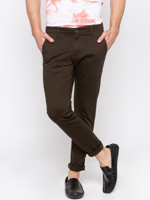 

SPYKAR Men Brown Slim Fit Solid Regular Trousers
