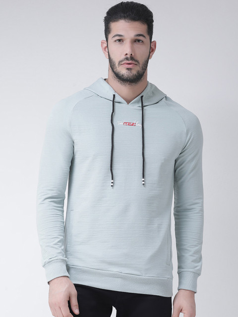 

Rex Straut Jeans Men Sea Green Solid Hooded Sweatshirt, Blue
