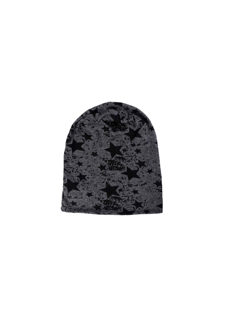 

NOISE Unisex Charcoal Grey & Black Printed Beanie