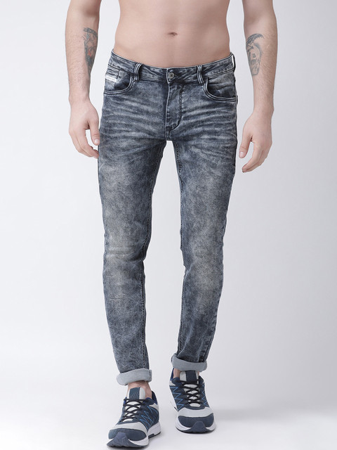 

Rex Straut Jeans Men Blue Slim Fit Mid-Rise Clean Look Stretchable Acid Washed Jeans