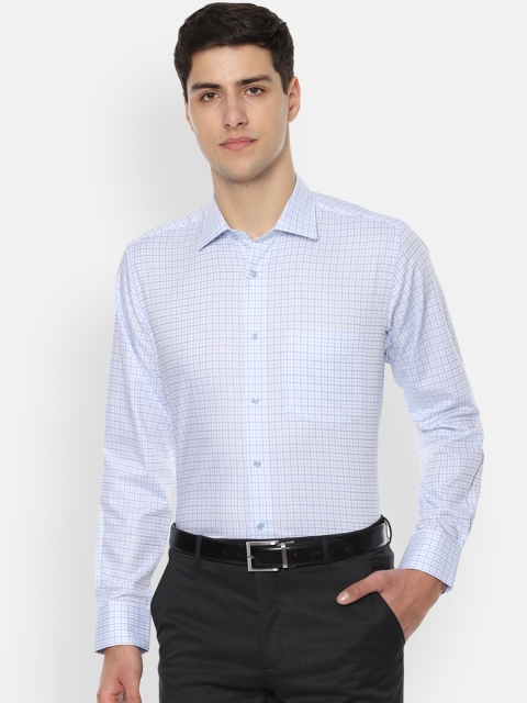 

Van Heusen Men White & Blue Regular Fit Checked Formal Shirt