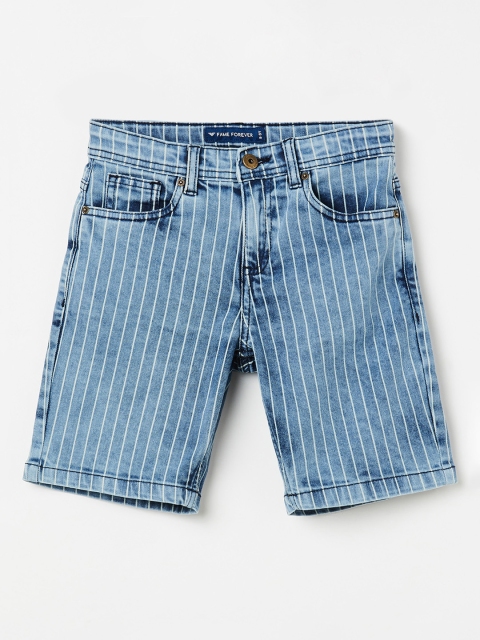 

Fame Forever by Lifestyle Boys Blue & White Striped Slim Fit Denim Shorts