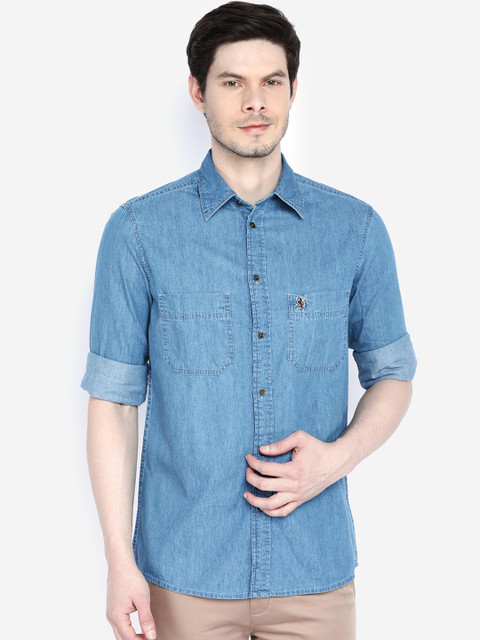 

GIORDANO Men Blue Smart Slim Fit Solid Casual Shirt