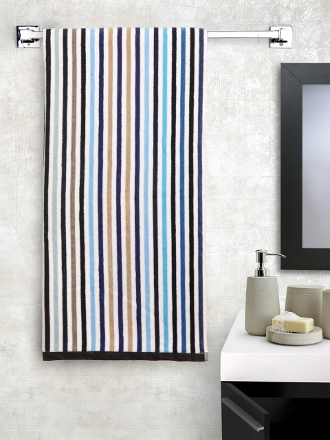 

Trident Black & White Striped 450 GSM Bath Towel, Blue