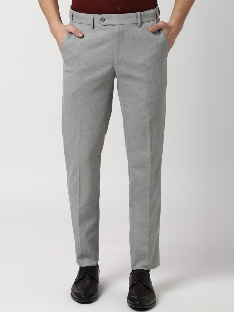 

Peter England Men Grey Slim Fit Solid Formal Trousers