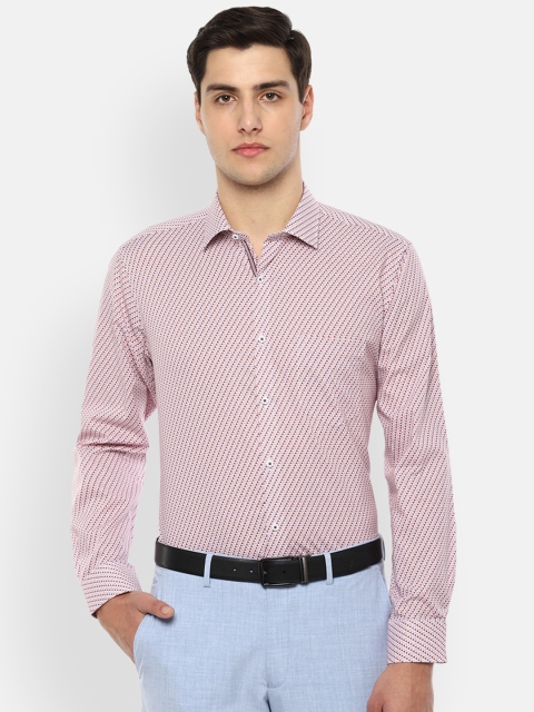

Van Heusen Men Pink & Grey Regular Fit Printed Semiformal Shirt
