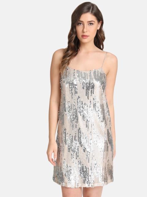 

Kazo Women Beige Embellished Sheath Dress