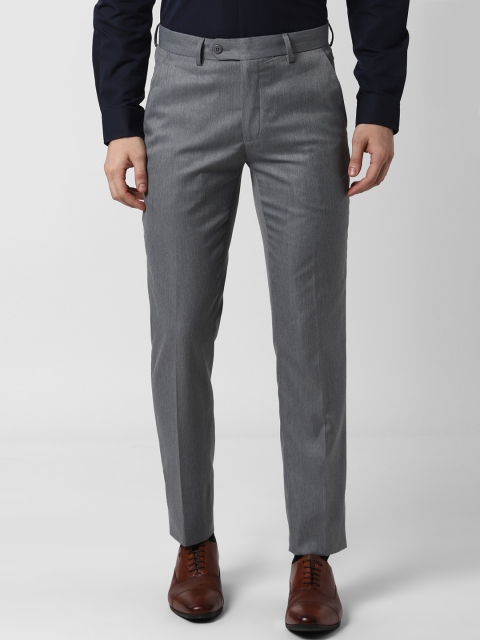 

Peter England Men Grey Slim Fit Solid Formal Trousers