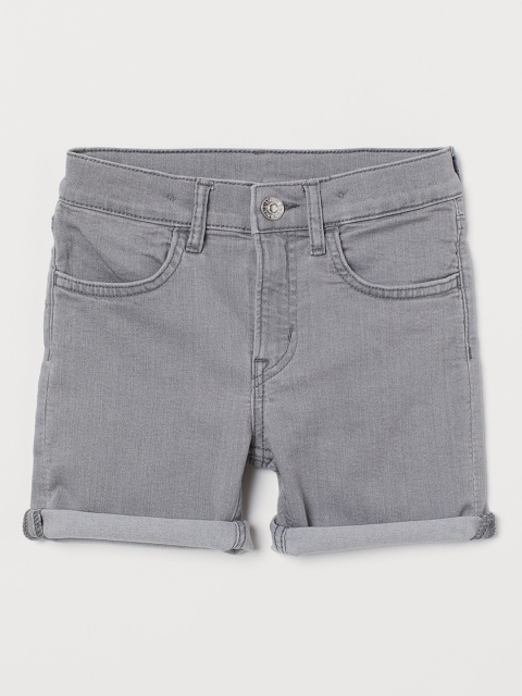 

H&M Boys Grey Solid Denim Shorts Slim Fit