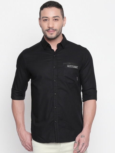 

Mufti Men Black Slim Fit Solid Casual Shirt