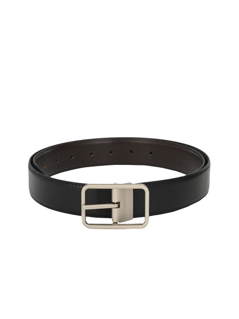 

Calvadoss Men Black Textured Reversible Belt