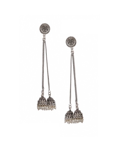 

Silvermerc Designs Silver-Plated Oxidised Contemporary Drop Earrings