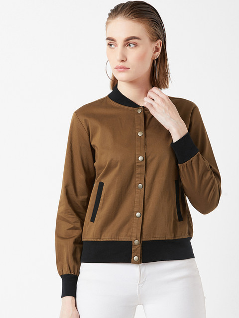 

Miss Chase Women Olive Brown Solid Bomber