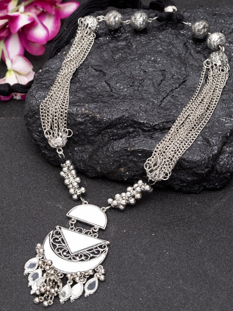 

Moedbuille Silver & White German Silver Brass-Plated Layered Necklace