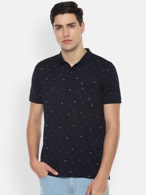 

Van Heusen Sport Men Navy Blue Printed Polo Collar T-shirt