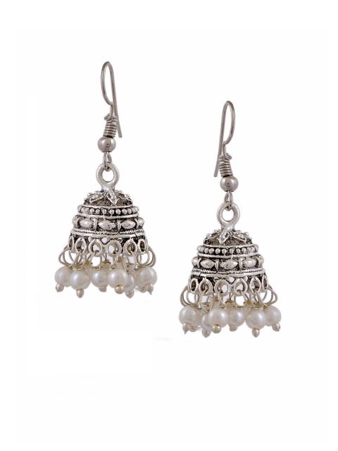 

Silvermerc Designs Silver-Plated Oxidised Dome Shaped Jhumkas