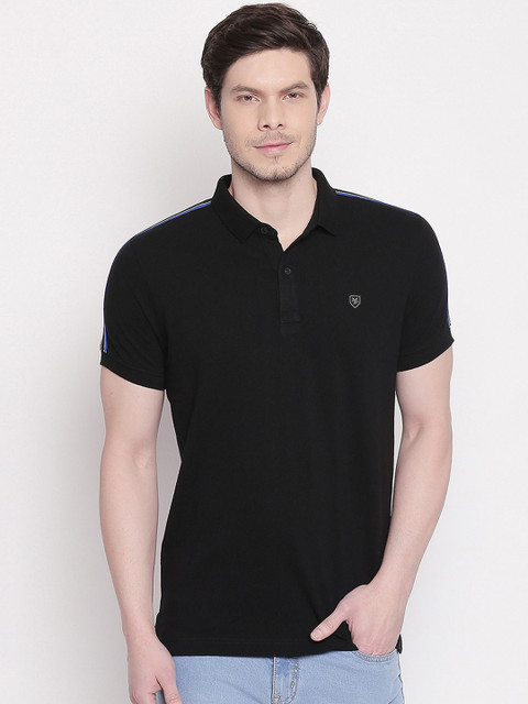 

Mufti Men Black Solid Polo Collar Pure Cotton T-shirt