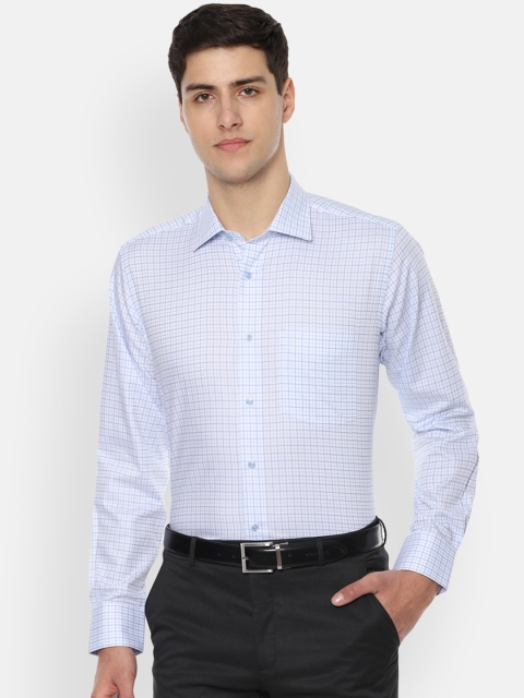 

Van Heusen Men White & Blue Regular Fit Checked Formal Shirt