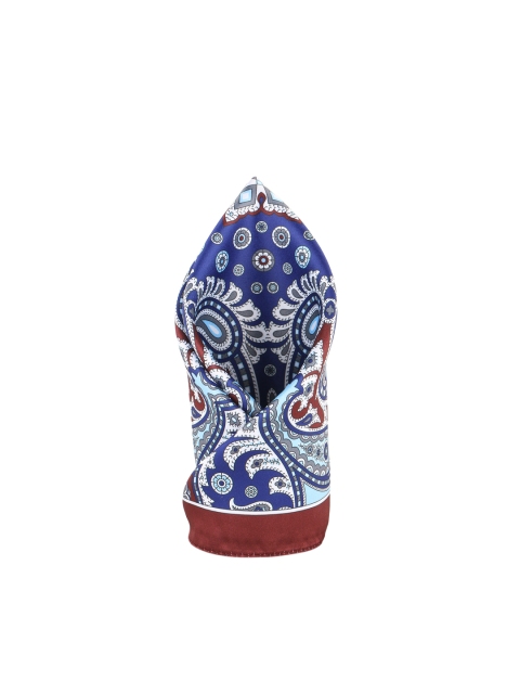 

Alvaro Castagnino Men White & Blue Printed Pocket Square