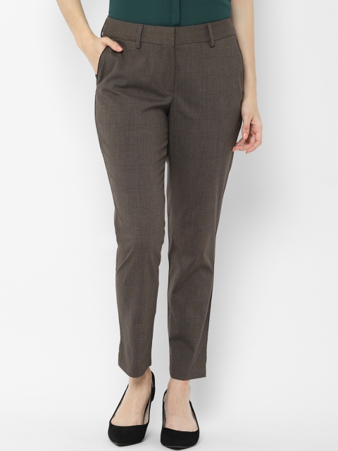 

Allen Solly Woman Brown Regular Fit Checked Formal Trousers