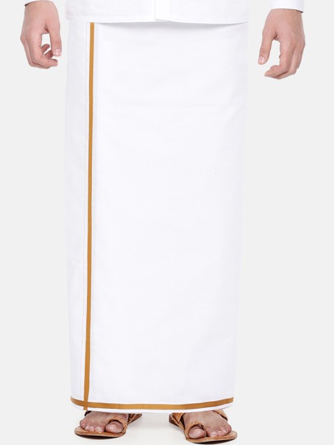 

RAMRAJ COTTON Men White Solid Readymade Dhoti