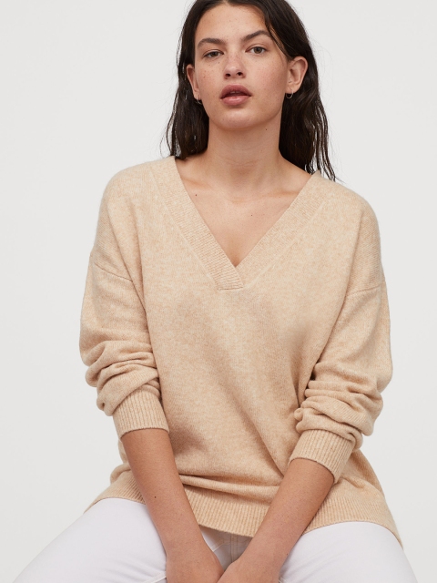 

H&M Women Beige Knitted Jumper