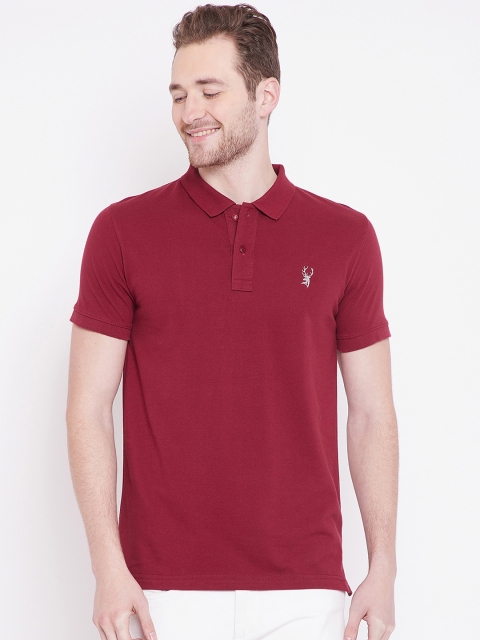 PORTBLAIR Men Maroon Solid Polo Collar T-shirt
