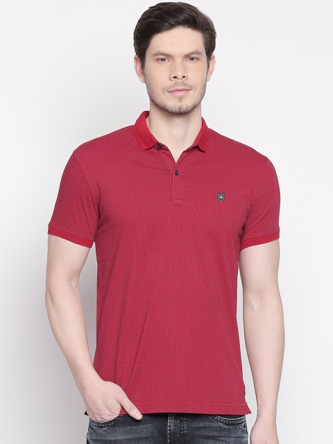 

Mufti Men Red Printed Polo Collar Slim Fit Pure Cotton T-shirt