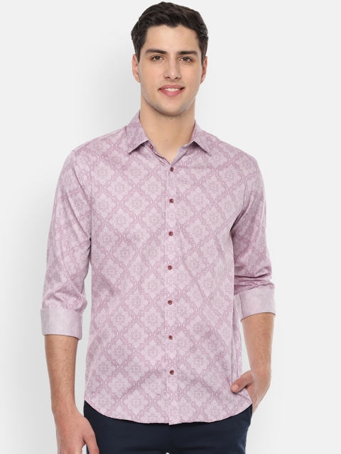 

V Dot Men Pink Slim Fit Printed Casual Shirt