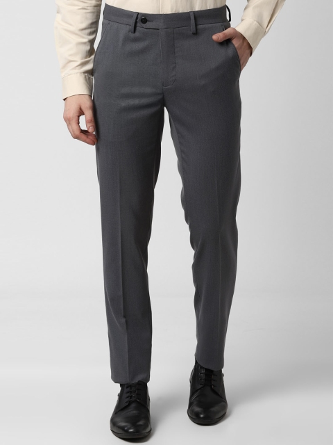 

Peter England Men Grey Slim Fit Solid Formal Trousers