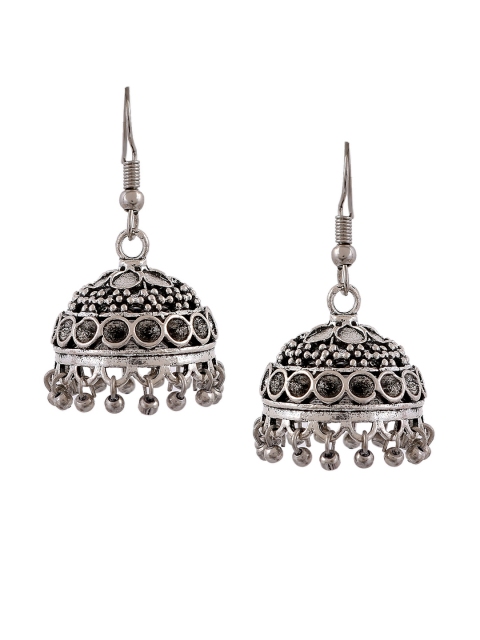 

Silvermerc Designs Silver-Plated Oxidised Dome Shaped Jhumkas
