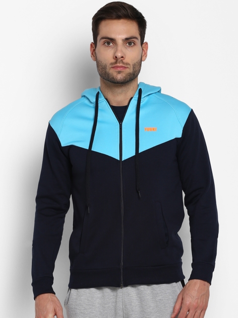 

Yuuki Men Navy Blue Colourblocked Sporty Jacket