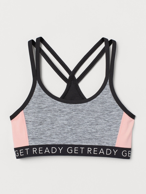 

H&M Girls Pink & Grey Solid Sports Top