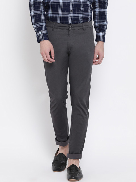 

Crimsoune Club Men Grey Slim Fit Printed Regular Trousers
