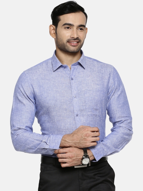 

RAMRAJ COTTON Men Blue Original Slim Fit Solid Formal Shirt