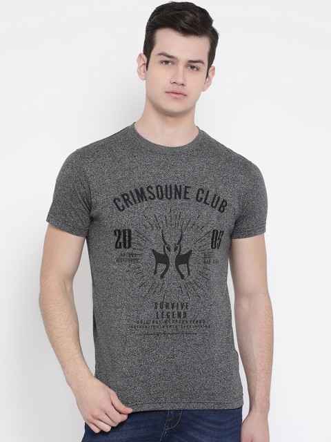 

Crimsoune Club Men Grey Slim Fit Printed Round Neck T-shirt